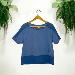 MADEWELL Color Block Mixed Media Panel Boxy Short Sleeve Scoop Neck T Shirt